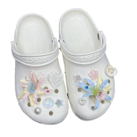 Summer Seaside Series Vit Girl Shoes Flower Shoe Jewelry Romantic Sea Flower Starfish Fashion Trend Shoes Flower Shoe Buckle