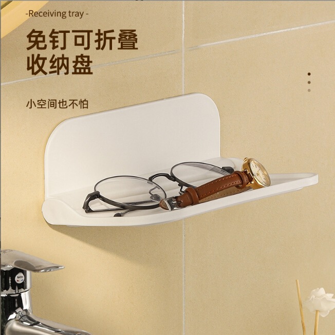 国境を越えて折り畳み可能な収納棚壁掛け携帯電話収納服トイレ置物壁掛け穴なし収納棚|undefined