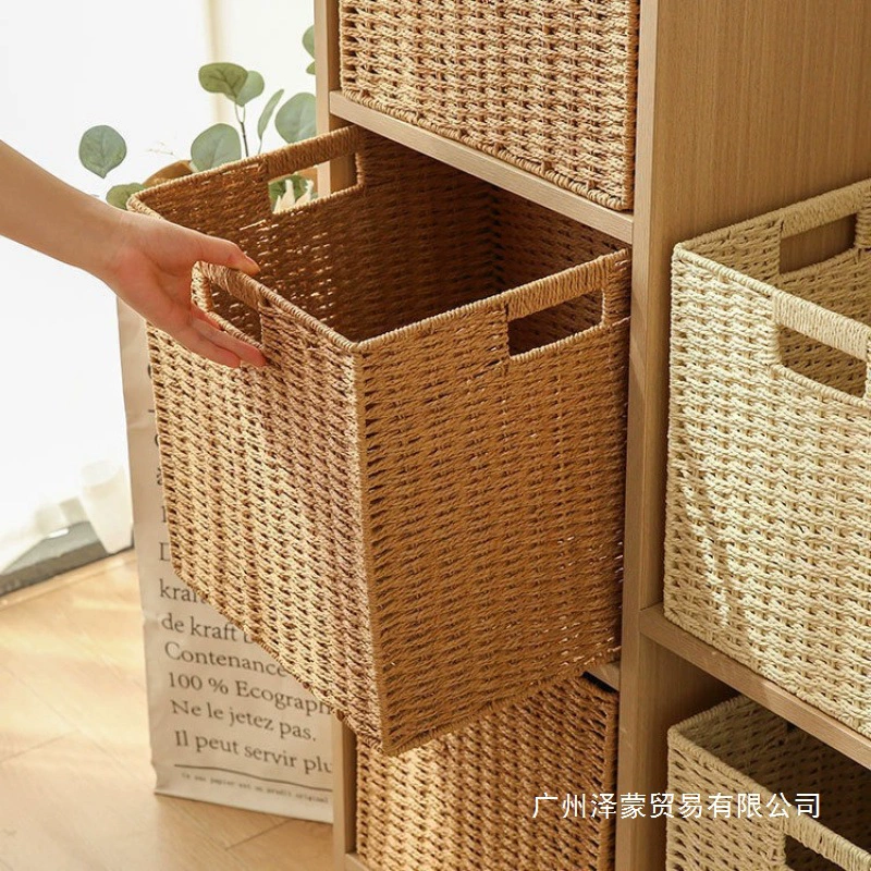 Плетёная корзина для хранения в шкафу Kalike, ящик для хранения в шкафу, корзина для хранения одежды и закусок, большой плетёный ящик для хранения