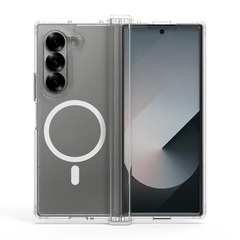 Samsung Z Fold7 透明磁気電話ケース Zfold6 ヒンジ保護カバー落下防止オールインクルーシブ TPU + PC に適しています。