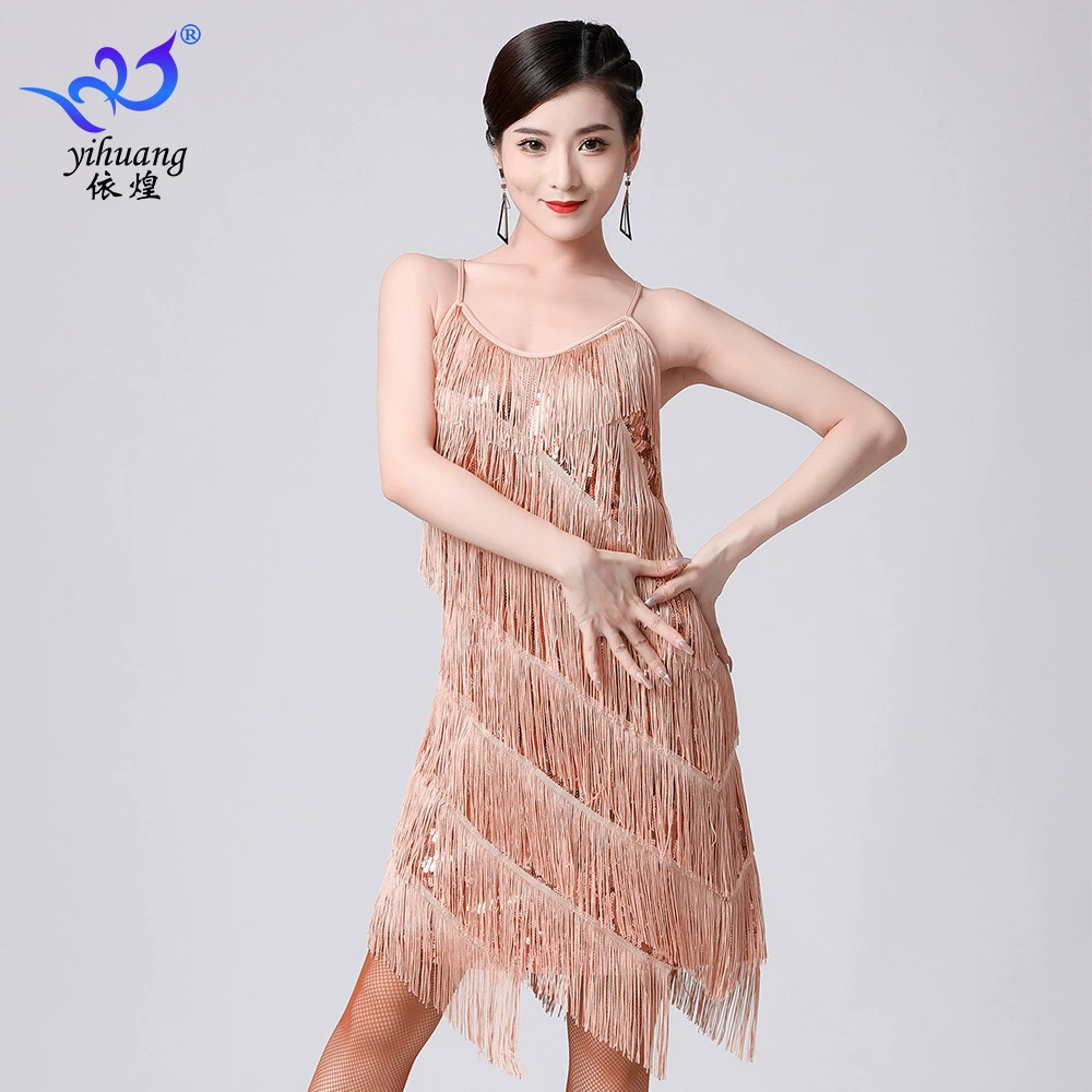 Женское платье для латинских танцев Танцевальное платье Костюм для выпускного вечера Платье с кисточками Сценическое платье Платье для соревнований Танцевальное платье