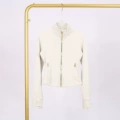 White gold zipper short jacket