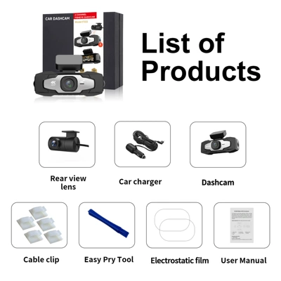 Cross-border F323 Four-Lens Dash Cam 4K HD WiFi6 GPS Car Recorder Multi-Language (Driving recorder) - f323-standard-configuration-no-card