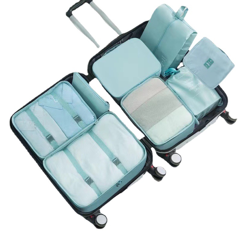 Bolsa de almacenamiento de viaje transfronterizo conjunto de siete piezas de ocho piezas de gran capacidad de equipaje de viaje clasificación de ropa bolsa de organización traje