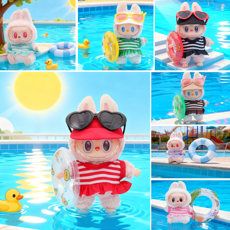In-Stock First, Second, and Third Generation Labubu Doll Clothes with High-Energy Vinyl Front, Sitting Party Clothes, Swimsuits, Swimwear In-Stock First, Second, and Third Generation Labubu Doll Clothes with High-Energy Vinyl Front, Sitting Party Clothes, Swimsuits, Swimwear
