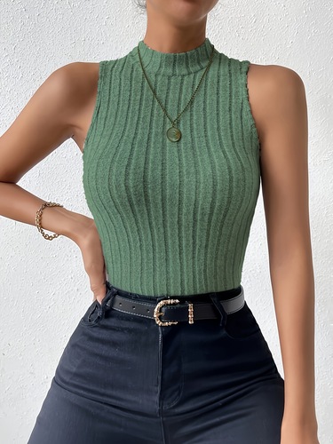 2025 New Cross-Border Amazon Stylish Sleeveless Striped Two-Piece Blouse for Men Fashionable Knit V-Neck Top