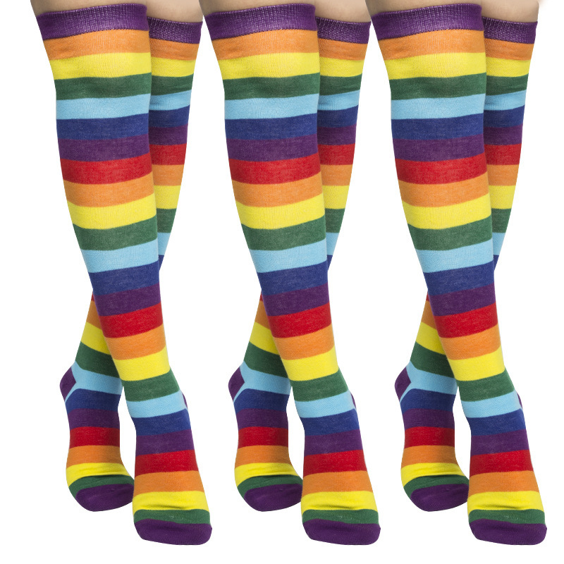 Women's striped sexy cute color ladies long tube fashion Joker color knee colorful socks, Women's striped sexy cute color ladies long tube fashion Joker color knee colorful socks,