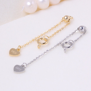 diy accessories 925 sterling silver pearl necklace bracelet buckle love tail chain buckle O-shaped chain adjustment buckle pull extension chain