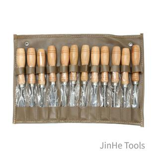 12-piece set of woodworking tools chrome vanadium steel woodworking chisel leather hanging bag woodworking chisel carving knife in stock wholesale