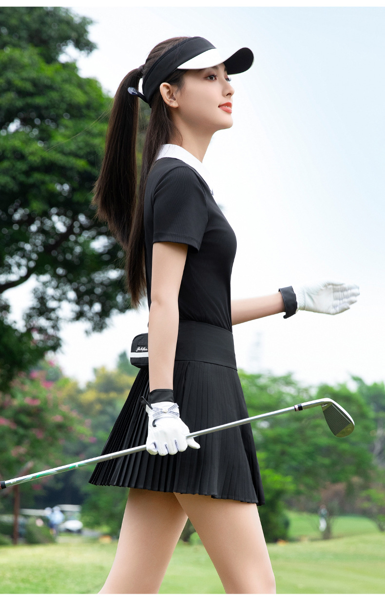 Áo polo nữ tay ngắn thun co giãn eo thon gọn — POLO màu trắng [nhẹ và đàn hồi cao/kết cấu có nếp nhăn/eo thon gọn] YF785, POLO màu đen [nhẹ và đàn hồi cao/kết cấu vân mịn/eo thon gọn] YF785, Sakura Phấn hoa POLO [Nhẹ và đàn hồi cao/kết cấu mịn/eo thon gọn] YF785 chi tiết 12