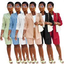 AL245亚马逊跨境欧美女装西装套装短裤外套两件套春夏OL办公通勤