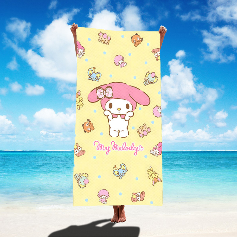 Cartoon Sanrio Series Printed Hot-selling Beach Towel Yoga Fitness Sweat-absorbent Quick-drying Bath Towel Large Amount of Bargaining