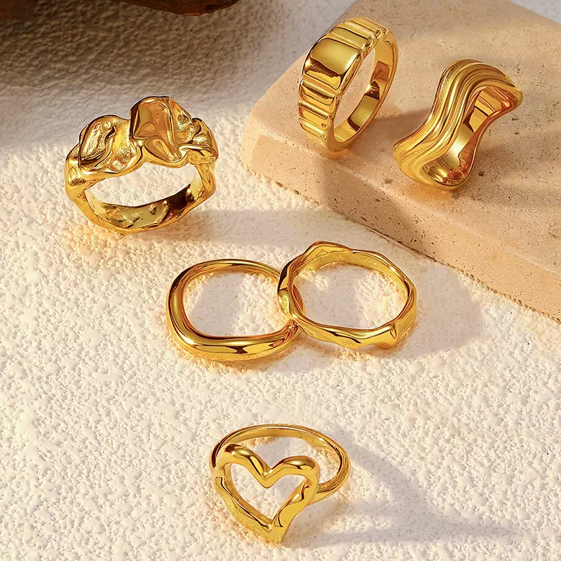 韩版不规则钛钢戒指女复古轻奢时尚个性闭口不锈钢指环饰品批发女