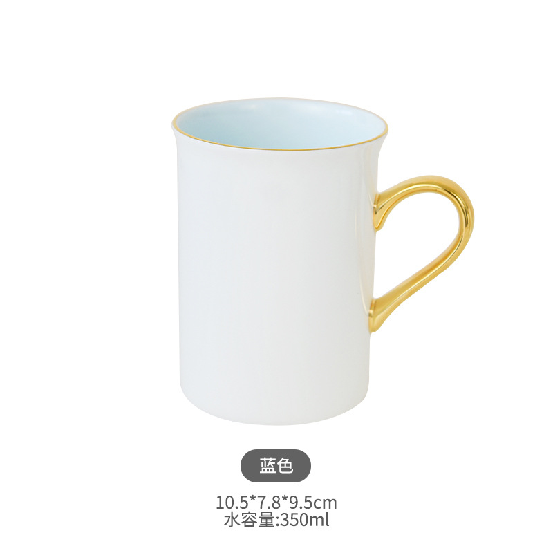 Luz de lujo de alta gama taza de porcelana taza de agua de oficina taza de agua pareja simple creativo oro contraste color Taza de cerámica
