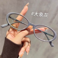 新型楕円厚枠老眼鏡文芸シンプル防ブルーレイ老人眼鏡金属鏡脚全フレーム平光鏡
