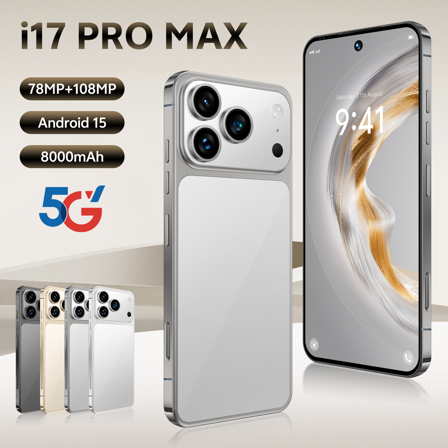 Transfronterizos Android teléfono i17 Pro Max inteligente 16 + 1T alta definición de la fábrica de la fuente de comercio exterior de teléfonos móviles