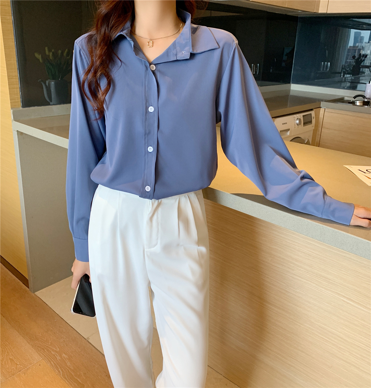 retro temperament long-sleeved shirt Nihaostyles wholesale clothing vendor NSFYF76638