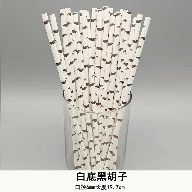 Una gran cantidad de paja de papel desechable al por mayor paja de papel degradable en blanco y negro serie paja transfronteriza Amazon
