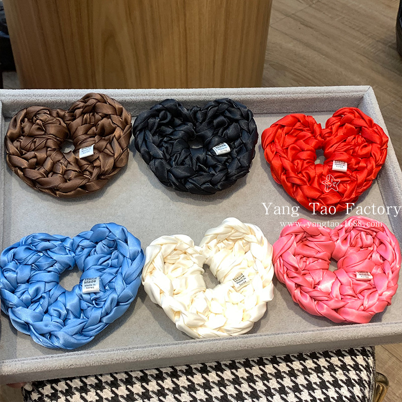 Isladegar blogger con color brillante tejido a mano gran flor amor bola cabeza de caballo anillo de cabello cuerda cabeza