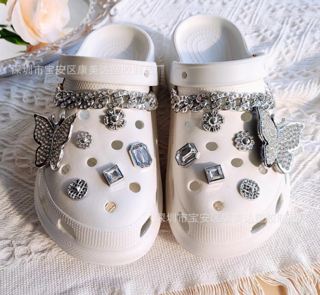 K57-Silver 나비 실버 작은 다이아몬드 실버 라인스톤 체인 (신발 제외)