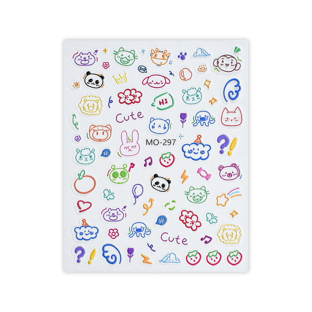 Red de celebridades estilo caliente verano dopamina graffiti en relieve pegatinas de uñas en contraste líneas de dibujos animados 5D pegatinas de uñas tridimensionales