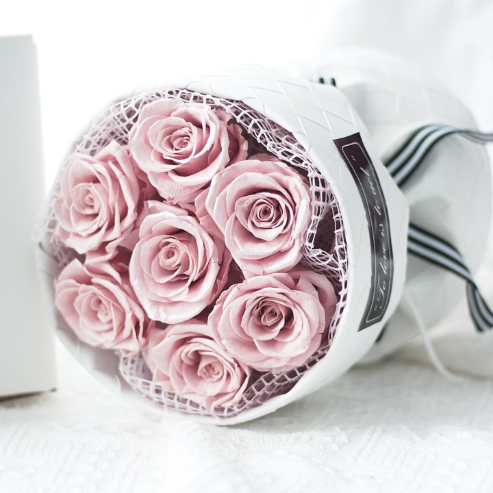 Ramo de rosas, flores secas, Día de la Madre, regalo de cumpleaños para niña, producto terminado, regalo de San Valentín, flor eterna, arte floral en degradado