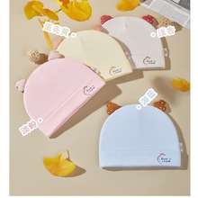 星童坊25年秋季新款套头帽34-36多子多福安睡帽婴儿帽0-4个月胎帽