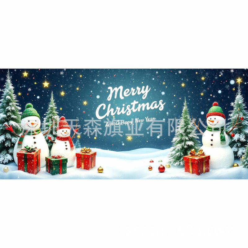 跨境新款圣诞节车库旗宽幅大尺寸节日庆祝活动真实感装饰背景温馨|undefined