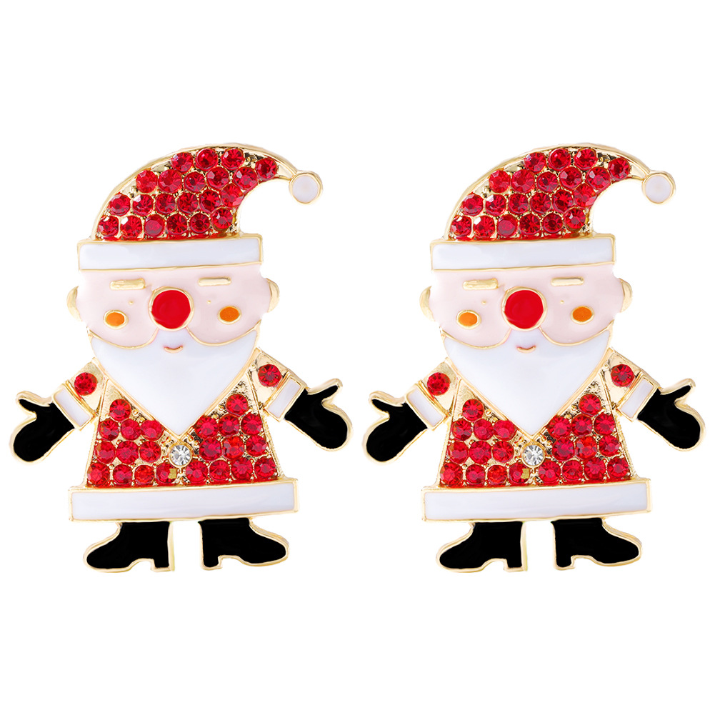 European And American Christmas Day Alloy Diamond-studded Santa Claus Creative Shiny Earrings display picture 13