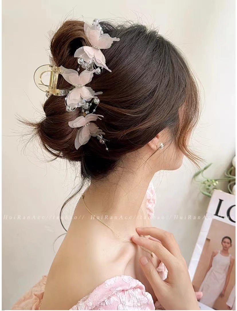 54g Weight Hair Claws Hair Accessories Type 1 Piece Quantity Date, Tea Party Occasion Plastic, Resin, Mixed materials Material Butterfly Pattern All Seasons Season Women's Gender Lady, Sweet Style Lady Sweet Women's Butterfly Plastic Resin Mixed Materials Hair Claws 2