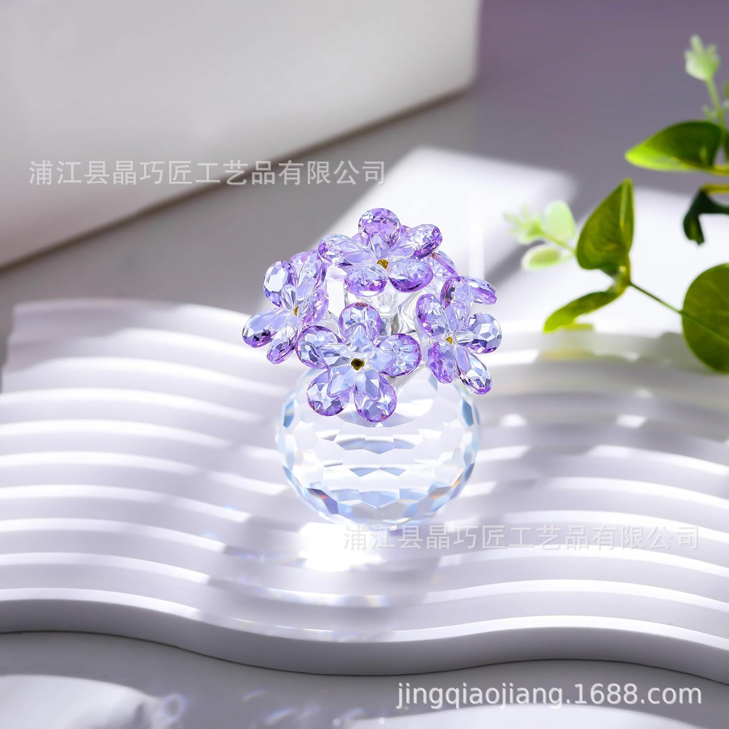 高透明クリスタル忘れな草七花飾り 永遠の記念品 クロスボーダーインテリア装飾卸売