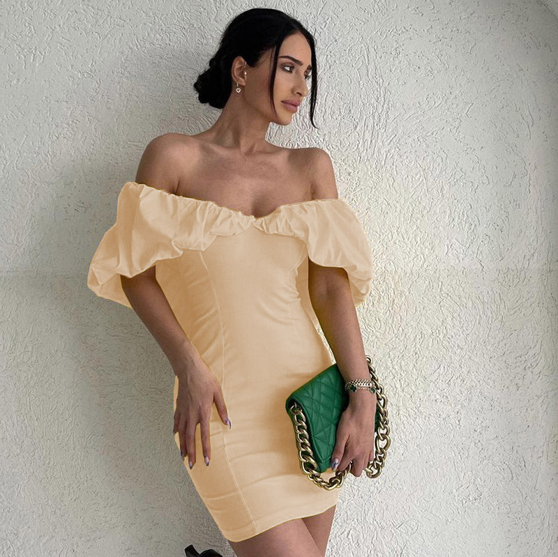 192g Weight Above Knee Dress Length Type Short Sleeve Sleeve Length Sheath Dress Dresses Type Polyester Fabric Type Mid Waist Waist Line Holiday Occasion Boat Neck Neckline Slim Fit Type Solid Color Pattern Summer Season Women's Gender Elegant Style Wholesale Women's Elegant Solid Color Holiday Boat Neck Short Sleeve Sheath Dress 50
