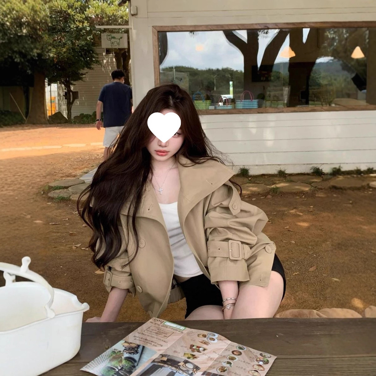 Korean Style Relaxed Style, Lazy Style, Retro Khaki Windbreaker, Early Autumn Elegant, Versatile Work Jacket for Women