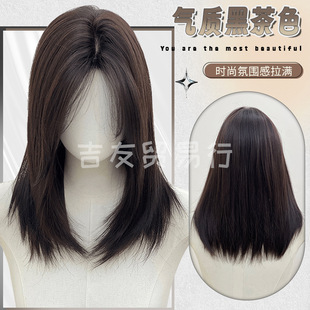 Jiyou wig women's medium and long hair with different levels of atmosphere for girls daily natural full head cover wholesale cross-border