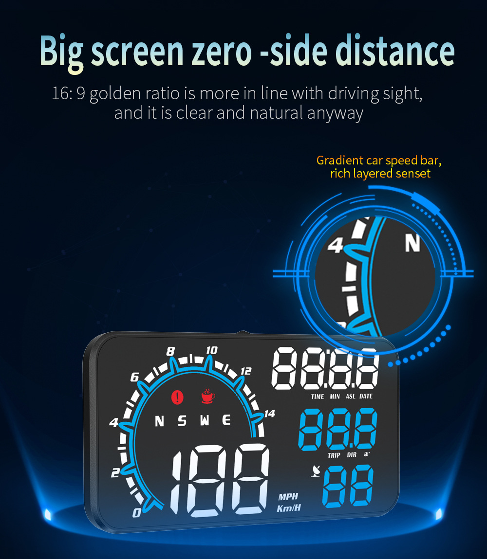 Cross-border high-definition digital display car monitor GPS universal car projector manufacturer in-stock HUD head-up display