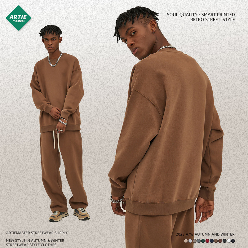 ARTIE 紳士服丨2025 秋冬新ファッションブランド 350 グラムドーパミンプラスベルベット肥厚ルーズラウンドネックメンズスウェットシャツ|undefined