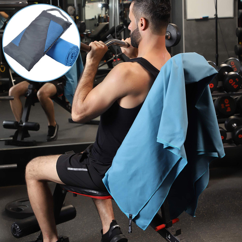 Toalla deportiva de terciopelo de doble cara de microfibra transfronteriza, toalla de secado rápido que absorbe el sudor, toalla de playa de natación de fitness, toalla de baño al por mayor