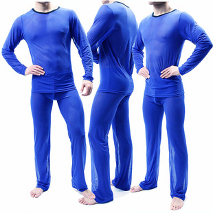 Men's New Korean-style Perspective Mesh suit Fitness Wear Hot Pants Bundle Underwear Mesh Stitching Two-piece Matching