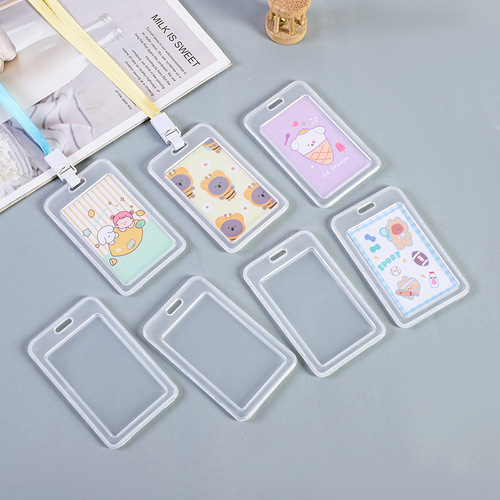 Card holder children's student ID set school card retractable buckle campus card bus card holder chest card pick-up card kindergarten