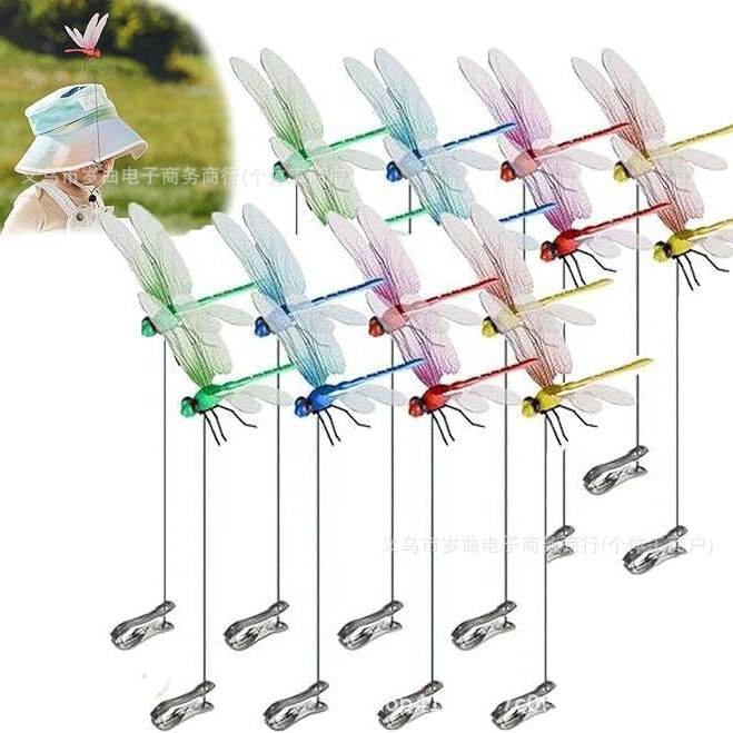Dragonfly Pole Clip to Repel Flies, Decorative Clip, 3D Dragonfly Decorative Clip