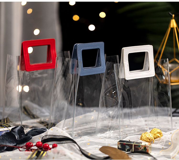 In-stock transparent PVC gift handbags, ins laser gifts, souvenirs, wedding candies, packaging bags with LOGO design pic 10