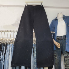 欧洲站2025新款重工前后全身满钻亮闪闪直筒牛仔裤女显瘦百搭