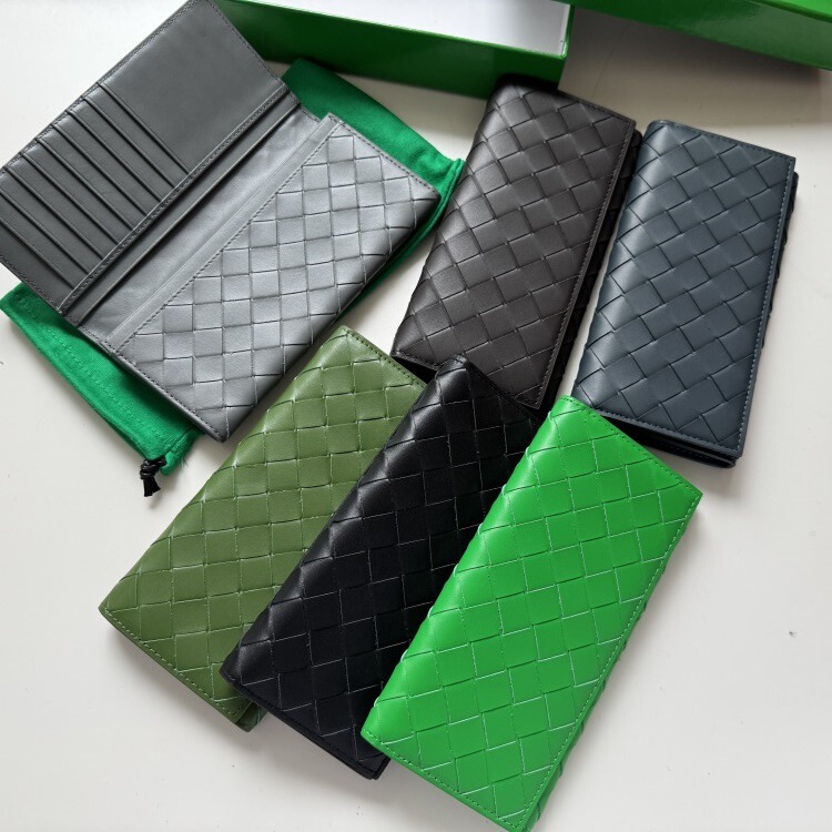 Leather Cowhide Woven Long Folding Women's Men's Wallet Two Folding Long Clip Woven Long Wallet Leather Cowhide Woven Long Folding Women's Men's Wallet Two Folding Long Clip Woven Long Wallet