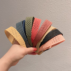 3cm wide edge sandblasted grid hollow hairband simple versatile face-washing hair tie hair clip for girls hair pin