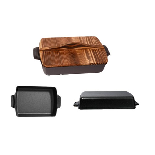 Cast iron large rectangular pan barbecue fish plate grilled fish barbecue plate uncoated baking plate commercial restaurant frying pan