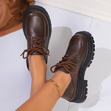 X 40060 Thick Sole Lace Up Loafer Shoes ���ϵ���ָ�Ь