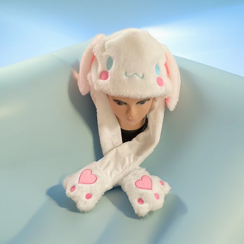 Nuevas celebridades de Internet de Douyin con el mismo estilo de orejas de conejo, gorras de airbag, juguetes de peluche cálidos, orejas se moverá, gorras de conejo al por mayor