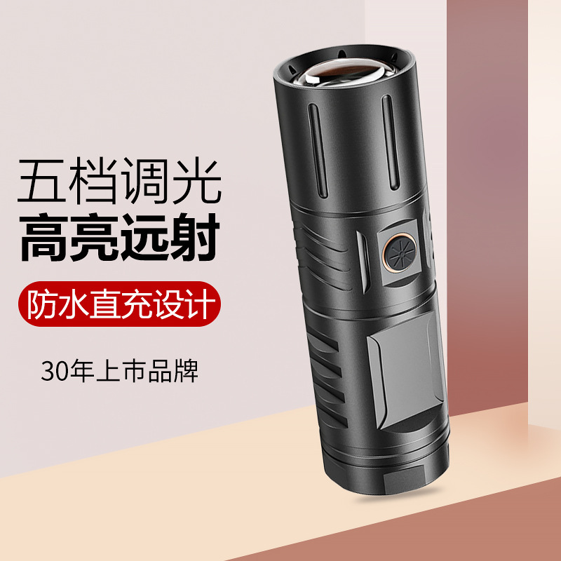 Linterna de luz fuerte al aire libre portátil mini blanco láser de largo alcance linterna de aleación de aluminio sonda telescópica Luz de patrulla