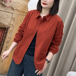 Middle-aged and elderly fashion women's mother spring coat 2025 new cardigan western style loose casual shirt top