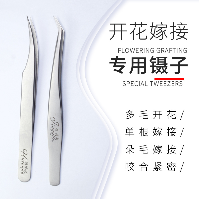 不锈钢精密镊子金羽海豚镊嫁接睫毛美睫师开花辅助工具厂家批发